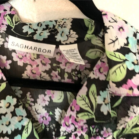 Sag Harbor Womens Large 2 Pc Dress Set outfit Short Sleeve Button Up Shirt Blous - Picture 2 of 4